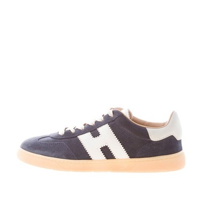 Hogan women's shoes H564 cool suede blue and beige white leather