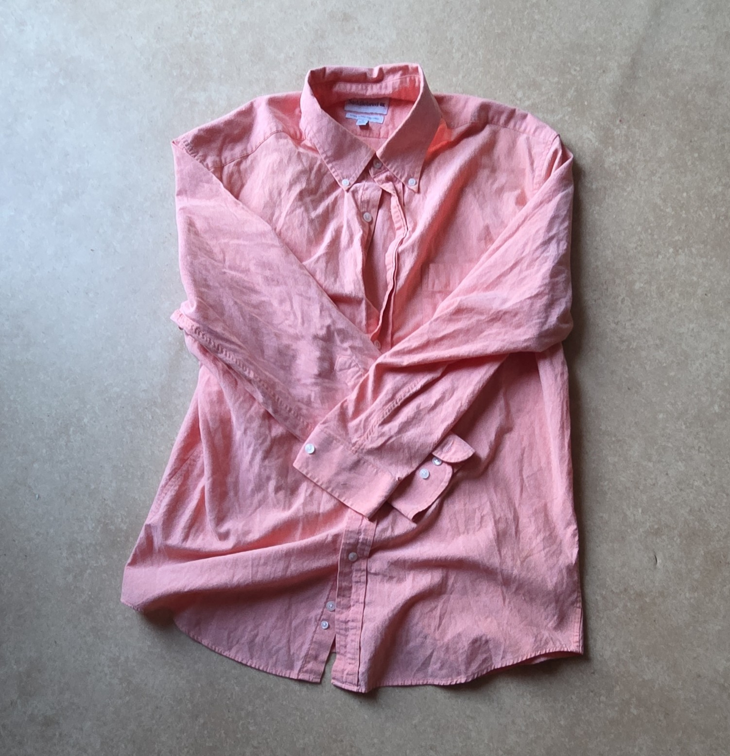 Saddlebred Pink Solid Oxford Long Sleeve Point Collar Button-Up Shirt Men's 17