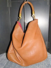 YVES SAINT LAURENT borsa hobo vintage marrone pelle liscia slouchy.