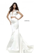 Sherri Hill 51146 White Lace Cap Sleeve Mermaid Trumpet Full-Length Dress
