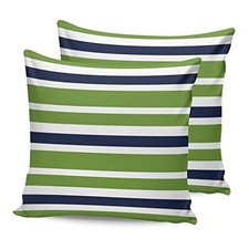 Outdoor Waterproof Throw Pillow Covers Set of 2 Navy Blue 16x16 Inch Green Blue
