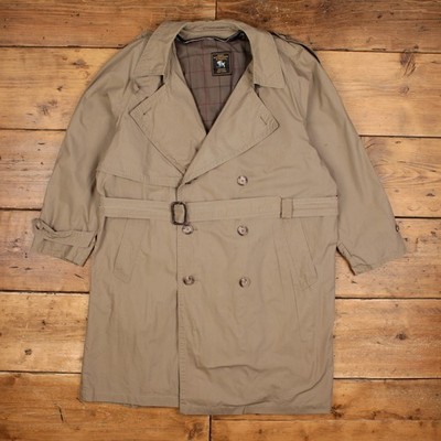 Vintage Hart Schaffner & Marx Trenchcoat L 42R Herren Mac Gürtel Zweireiher