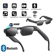 Smart AI Glasses Recording Videos Bluetooth Call Headset Translator Sunglasses