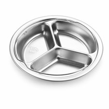 Stainless Steel Steaming Dish Rust-Resistant Divided Steaming Tray Round