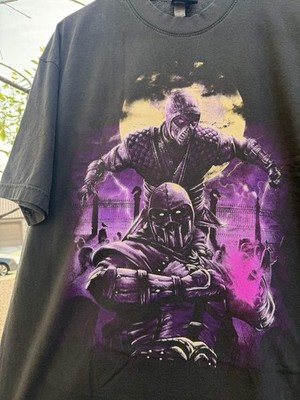 Mortal Kombat Men's XL Faded Black Noob Saibot Graphic T-Shirt