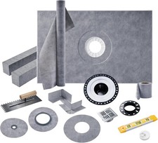 38" x 60" Shower Curb Kit Center Drain ABS Bonding Flange Complete Shower