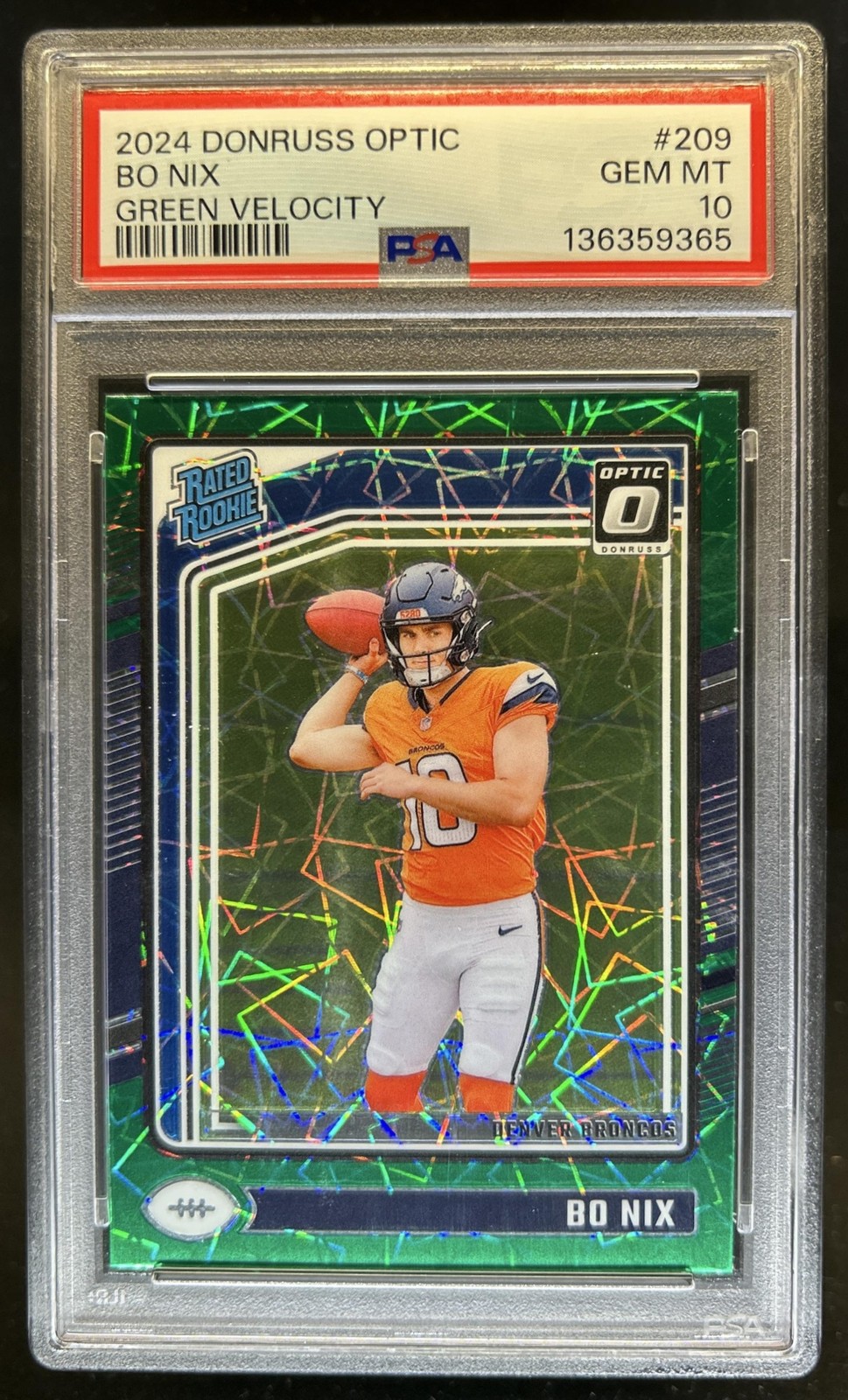Bo Nix Panini Donruss Optic #209 Green Velocity