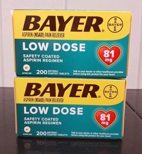  2 Bayer Low Dose Aspirin Regimen 81mg 400 Enteric Coated Tablets 08/27