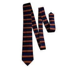 Brooks Brothers Red Fleece Striped Silk Necktie Navy Red Gold Mens