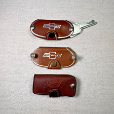 Vintage Leather Key Holder Lot Of 3 Advertising Ford ,Chevrolet, Oklahoma,Kansas