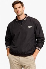 Reebok NFL Pro Line Pullover 1/4 Zip Jacket Sz L Men's Black Athletic Vintage 90