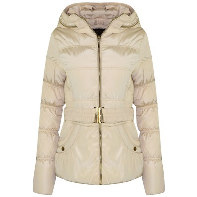 Damen Neu Damen Mantel Jacke Wattiert Beige Farbe Großer Neuer Gürtel High Fashion