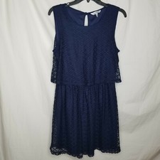 Speechless Juniors Navy Lace Dress Size Large Sleeveless Layer Look Blue