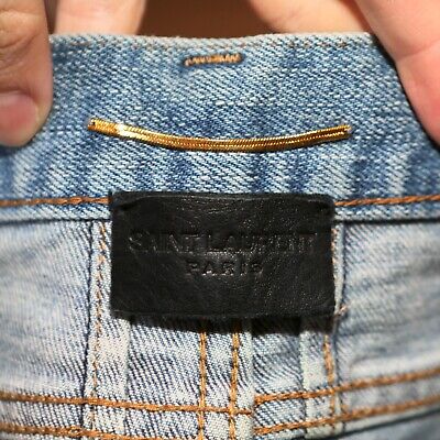 SAINT LAURENT - D01 W/SK-LW Slim Distressed Blue Denim Jeans SAINT LAURENT - D01 W/SK-LW Slim Distressed Blue Denim Jeans
