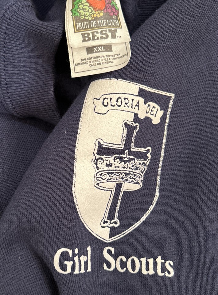 Vintage Girl Scouts Christian Blue Pullover Sweatshirt Adult XXL Gloria