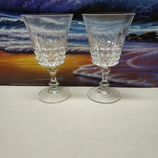 Vtg .W.M. Dalton Finely Blown 24% French Lead Crystal Wine Glasses Set Of 2