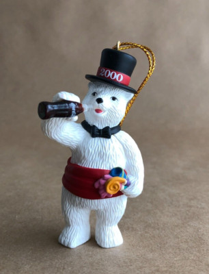 Vintage 1999 Coca-Cola Polar Bear Collection Christmas Ornament New Years 2000
