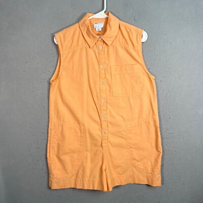 ASOS Design Sleeveless Orange Button-Up Romper US 0 Womens Sleeveless