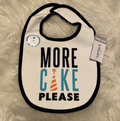 Carters Baby Boy More Cake Please Bib First Birthday Party White Navy Infant NWT