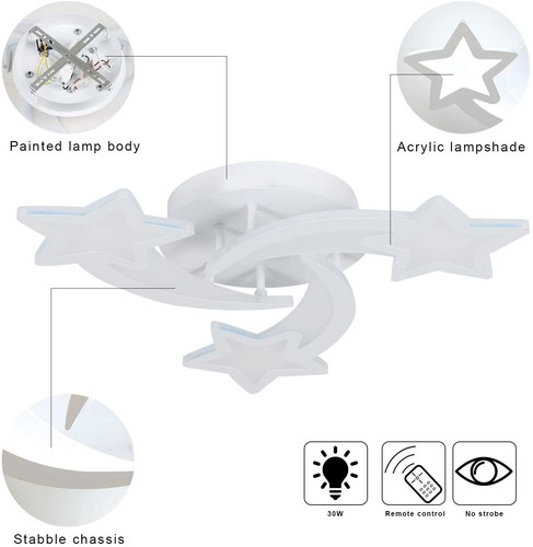 Dimmerabile Plafoniera da Soffitto LED Lampadario con Telecomando Soggiorno - Foto 14 di 14