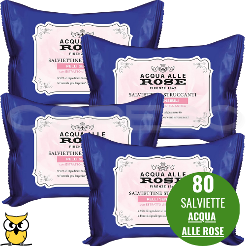 ACQUA ALLE ROSE 80 SALVIETTE STRUCCANTI PELLI SENSIBILI VISO OCCHI LABBRA