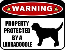 Warning Property Protected by a Labradoodle SILHOUETTE Laminated Dog Sign