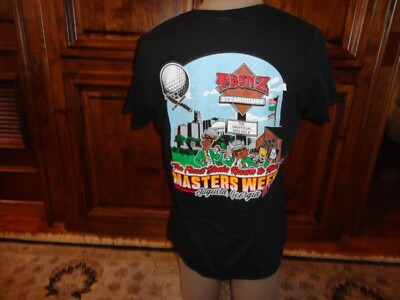 Black 2023 Masters Week T BONZ Steakhouse CARTOON Golf T-shirt Women L 19th NICE