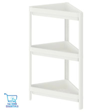 IKEA VESKEN Corner Rack White Bathroom Shelf Unit Space Saving Storage