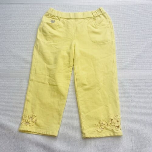 Dream Jeannes by Quacker Factory Crop Capri Pants XS Yellow Rose Embroidered - Picture 2 of 9