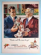 1948 Corby's Blended Whiskey Vtg 1940's Print Ad, A Grand Old Canadian Name