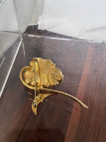 BELLISSIMA spilla fiore vintage BOUCHER Pansy FAUX PEARL tono oro - Foto 9 di 15