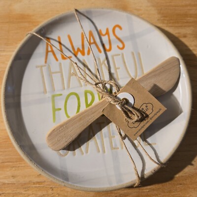 Mudpie Thanksgiving Holiday Cheese Plate Set Thankful Forever Grateful