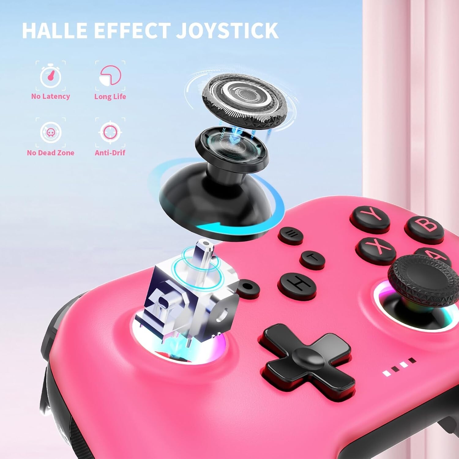 Wireless Controller for PC Switch/Android w/Dual Vibrations/Back Buttons (Pink)