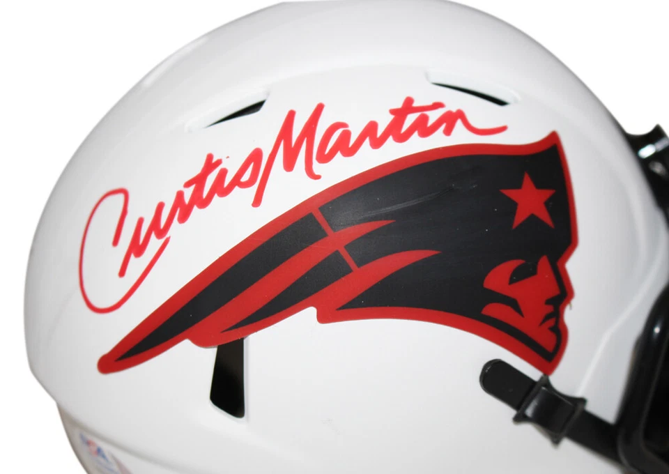 Curtis Martin Autographed New England Patriots Lunar Mini Helmet PSA 37031 - Image 2 of 4