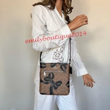 NWT Coach CAB00 Mini Rowan File Bag In Signature Canvas With Bow Print Crossbody