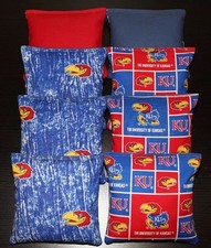 8 CORNHOLE BEANBAGS made w University of KANSAS JAYHAWKS Camo Fabric
