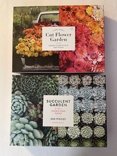 Two Galison Double Sided Puzzles Succulent  Flower Gardens 500 Pcs COMPLETE 