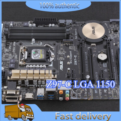 Used ASUS Z97-C LGA 1150 Intel Z97 HDMI USB3.0 VGA DVI Motherboard with I/O