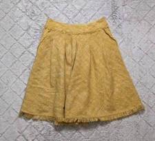 Anthropologie Maeve Skirt Women's 4 Buttered Yellow Tweed Mid Length Pockets