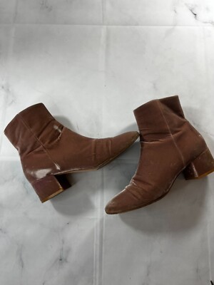 GIANVITO ROSSI ROSE PINK VELVET ZIP BOOTIES SIZE 39
