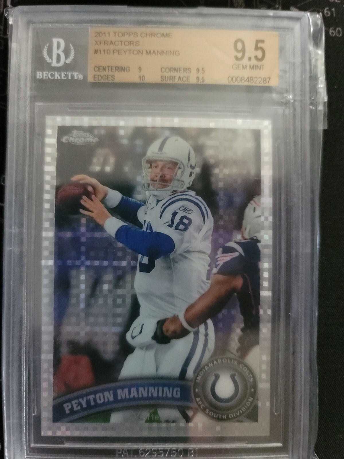 2011 topps chrome peyton manning Xfractor #110 BGS 9.5 GEM MINT