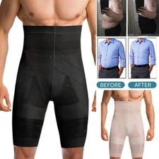 Men Compression High-Waisted Boxer Shorts Belly Slim Body Shaper Girdle Pants US