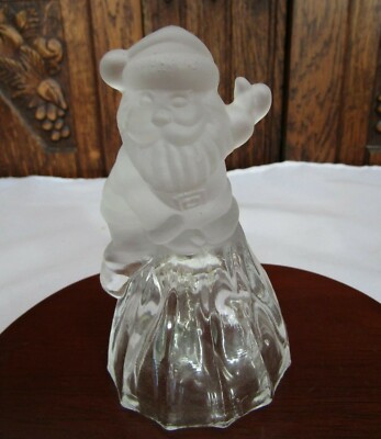 Vintage Crystal Clear Holiday Christmas Bell- Santa Claus- Taiwan ~ 4 5/8  H