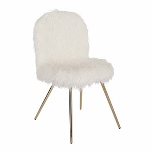 White Gold Faux Fur Glam Accent Chair Home Bedroom Decor Luxury Furniture Indoor Ebay