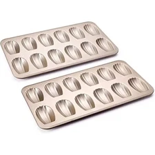 Nonstick Madeleine Pan 2 Pack 12-Cavity Heavy Duty Madeleine Cookie 