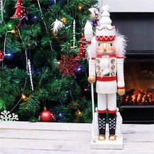 40cm Traditional Christmas Nutcracker Wooden Soldier Christmas Decoration White