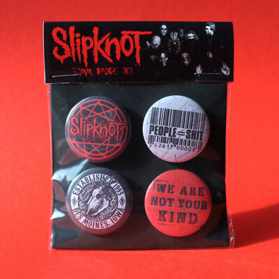 Slipknot badge set of 4x 32mm quality metal pin back button badges. Fan apparel 