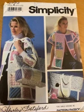 VINATGE SIMPLICITY  #7893 QUILTED JACKET- VEST-TOTE BAG:  SIZE: PT-LG