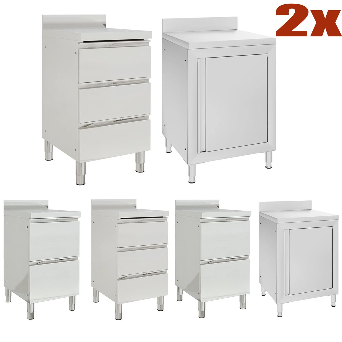 2x Edelstahl Arbeitsschrank Gastro Küchenschränke Gastroschrank Arbeitstisch DE