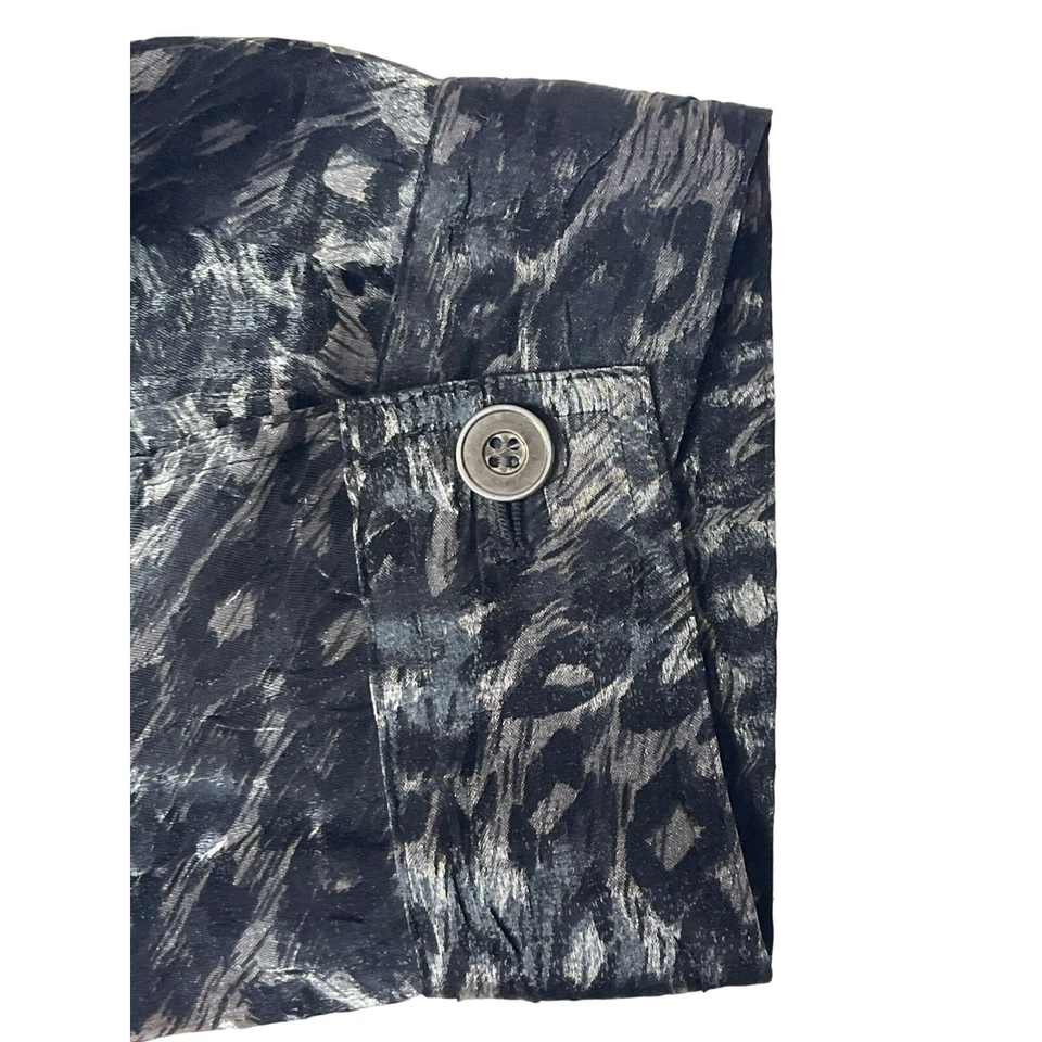 Ruby Rd. Chaqueta con botones para mujer 16W estampado de leopardo negra gris rayón poliéster Foto 3 de 4